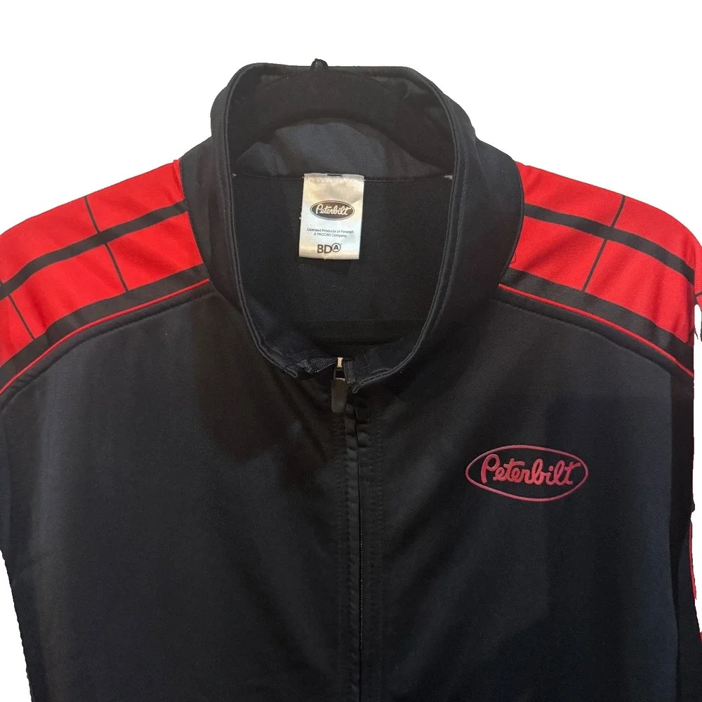 LOT OF 2: Peterbilt Track Jacket & Mesh Trucker Hat Men's XL Black Red‎